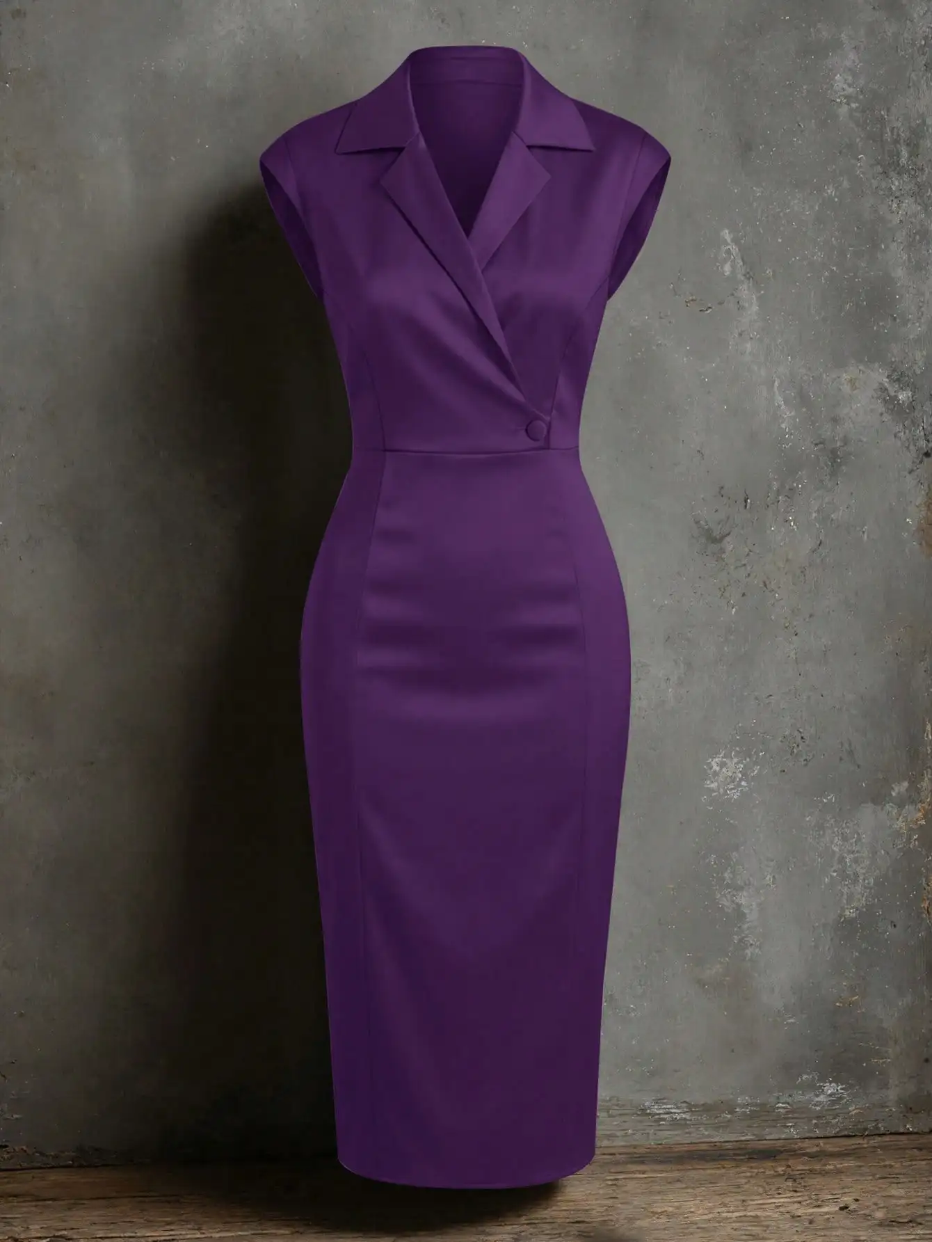 Solid Satin Sleeveless Slim Fit Dress Women Slit Midi Dresses Elegant Casual Dresses Turndown Collar With Button Woman Clothing