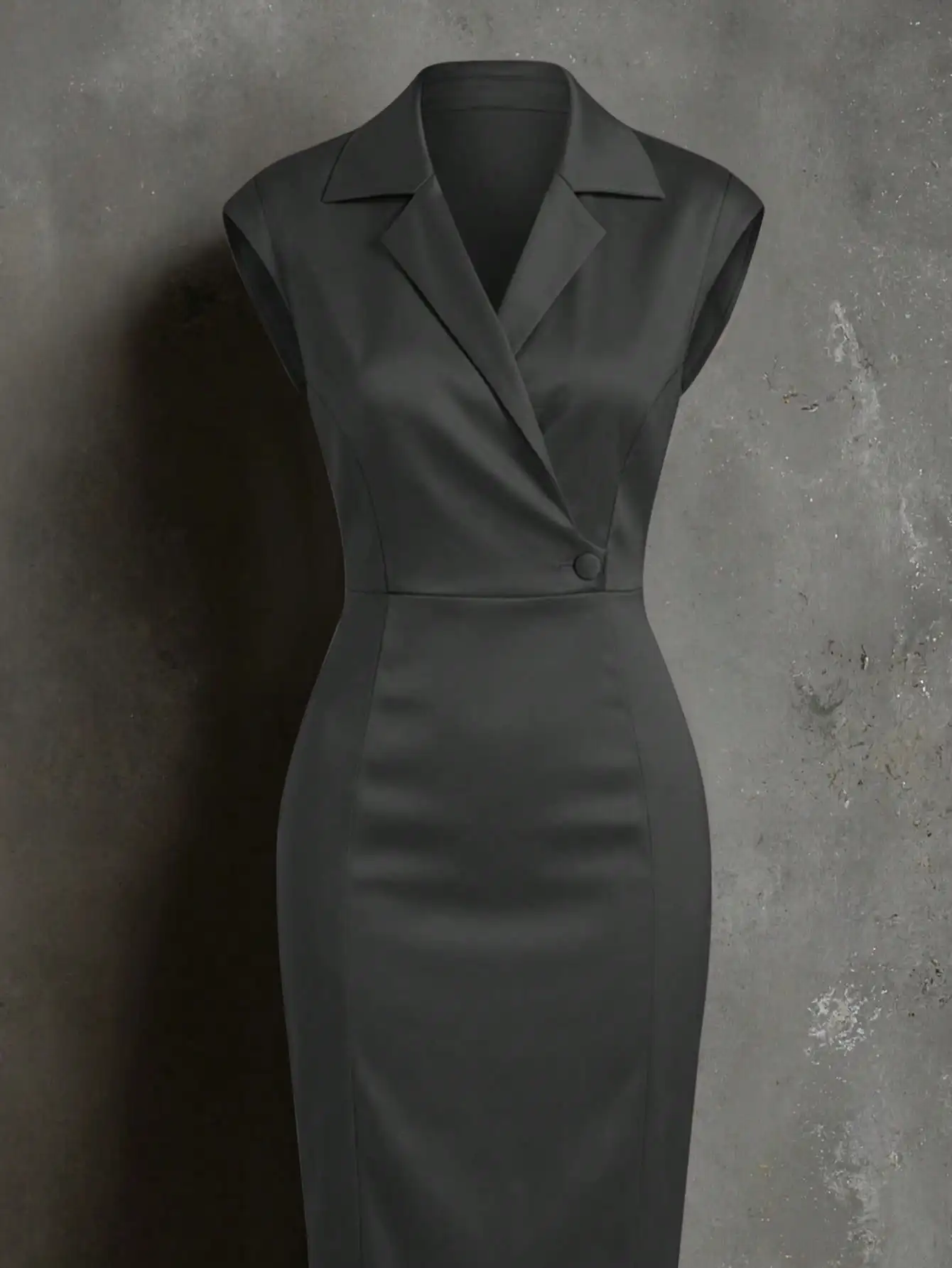 Solid Satin Sleeveless Slim Fit Dress Women Slit Midi Dresses Elegant Casual Dresses Turndown Collar With Button Woman Clothing