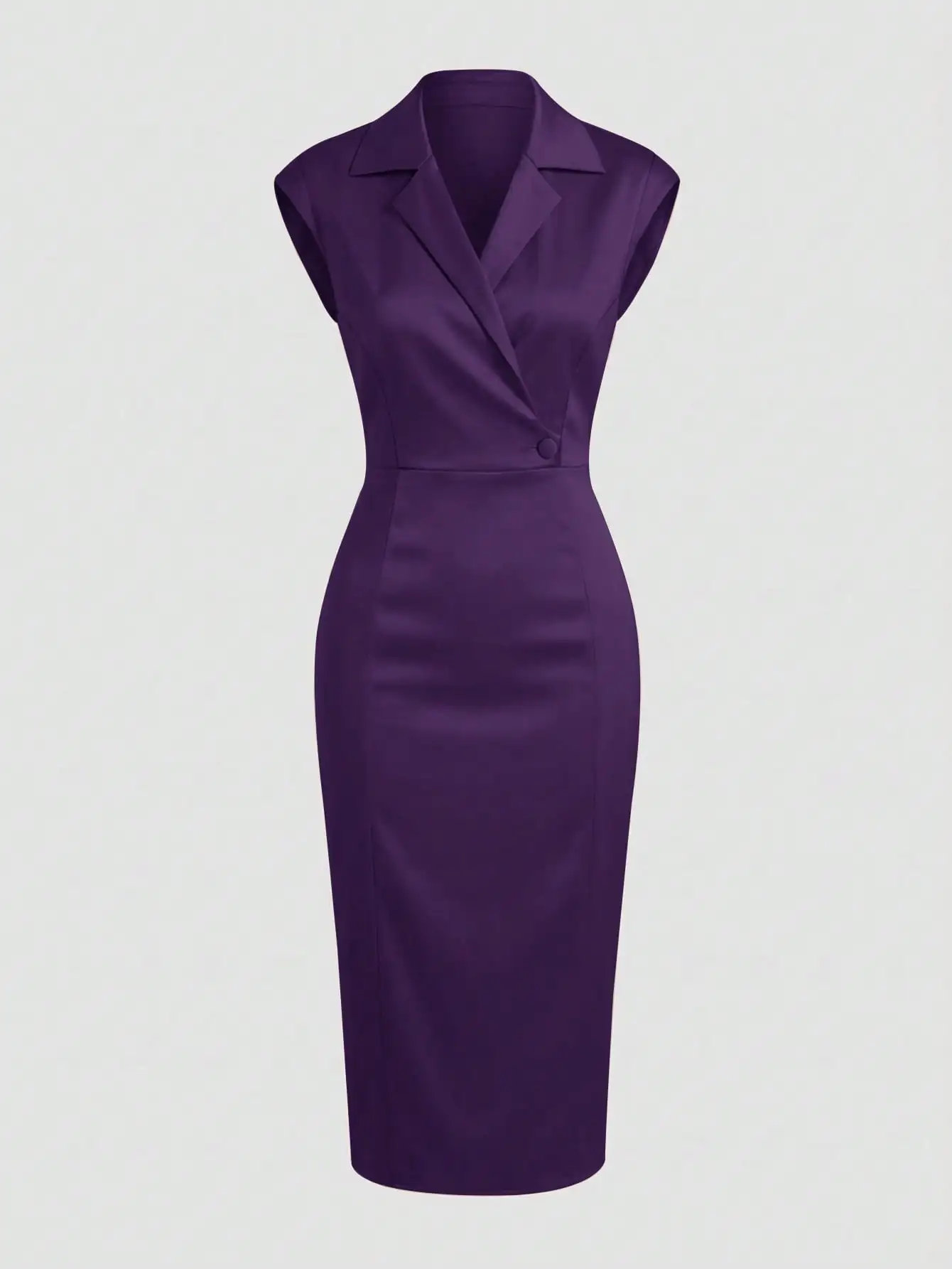 Solid Satin Sleeveless Slim Fit Dress Women Slit Midi Dresses Elegant Casual Dresses Turndown Collar With Button Woman Clothing