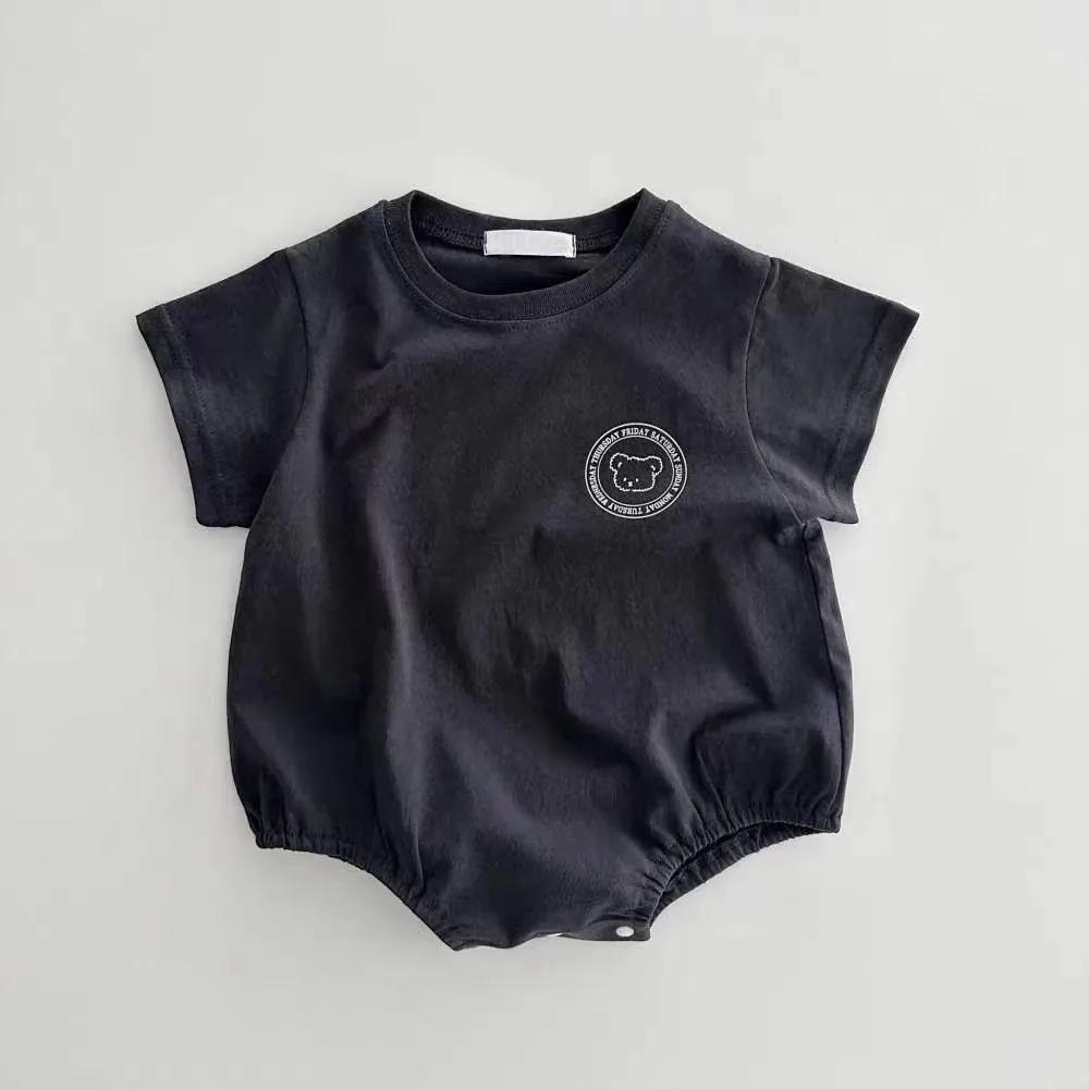 HY23087 Summer Cartoon Bear Onesie Thin Triangle Baby Bodysuit Newborn Short Sleeve Crawling Suit Baby Clothes Toddler Outfit