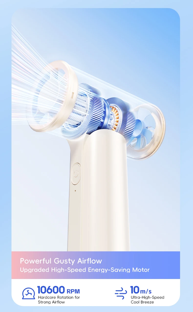 Kinscoter New Mini Handheld Fan 1200mAh Quiet High Speed Portable Rechargeable Fan 3 Speed Outdoor Travel Portable Pocket Fan