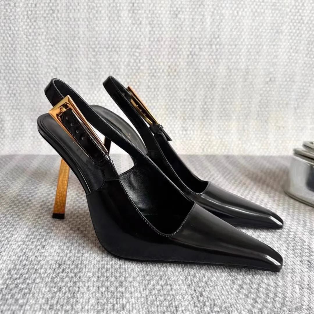 Sexy ultra-high heels pointed sandals elegant summer patent leather suspender high heels trendy dress banquet women's shoes
