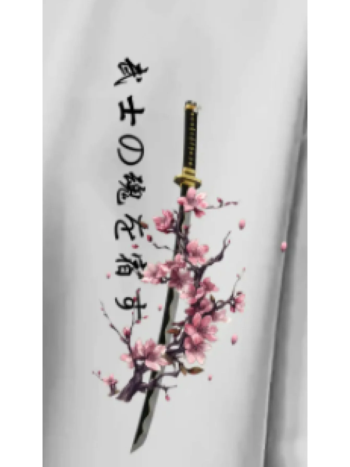 Summer Men's Japanese Samurai Sword Cherry Blossom Print T-Shirt 100% Cotton Round Neck Short Sleeve Breathable Loose Casual