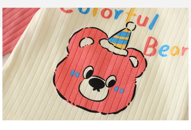 O-neck T-shirt Tops +Pants Pajamas Autumn Underwear Clothing Sets New Baby Boys Girls Warm Pajamas Kids Cute Cartoon Animal