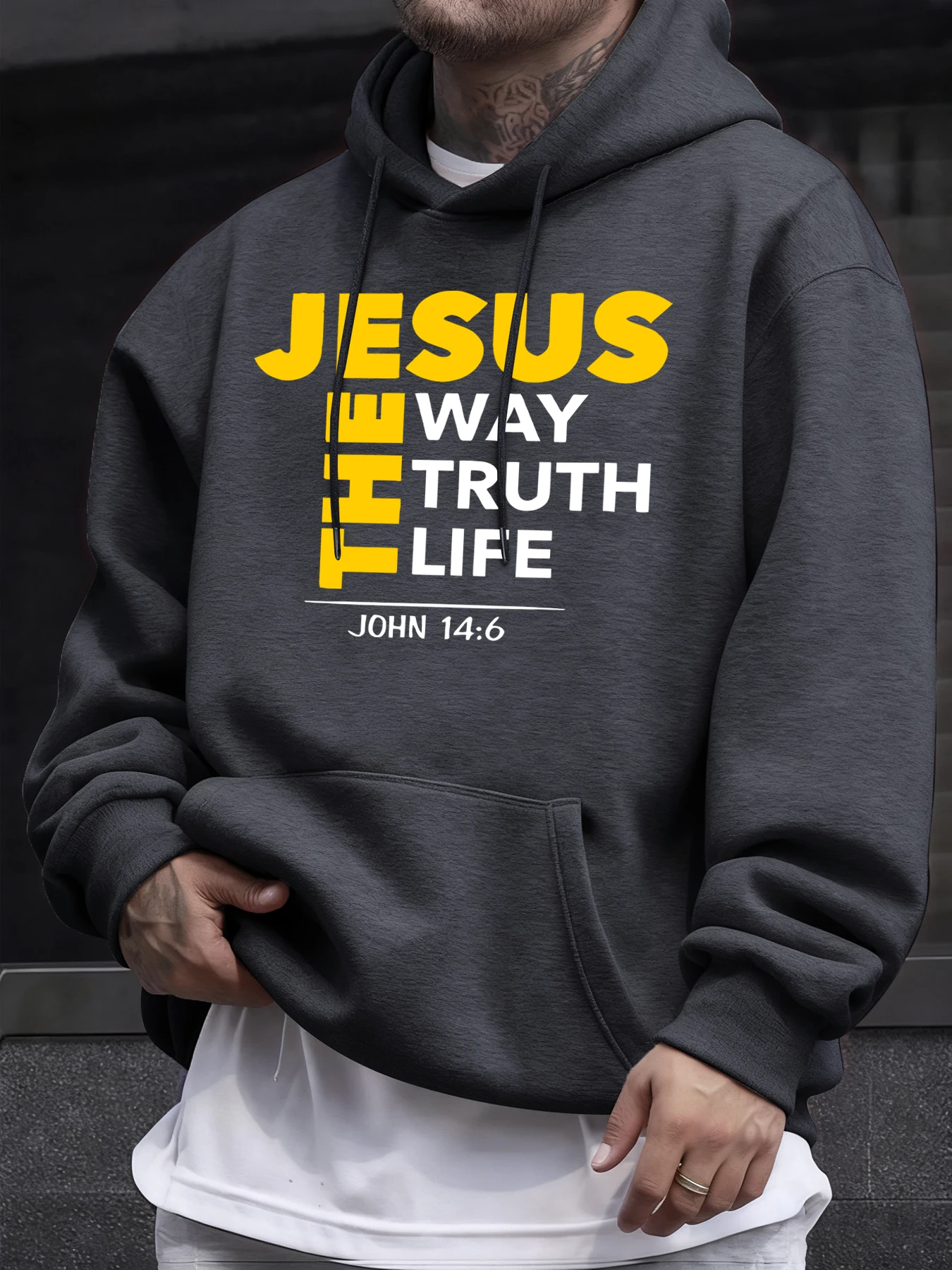 Jesus The Way Truth Life Prints Men On Clearance Sale Spring Hoodies Pocket Fleece Soft Clothes All-Match Casual Long Sleeve