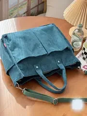Corduroy Crossbody Tote Bag Stylish Commuter Shoulder Bag with Multiple Spacious Pockets Handbag for Women