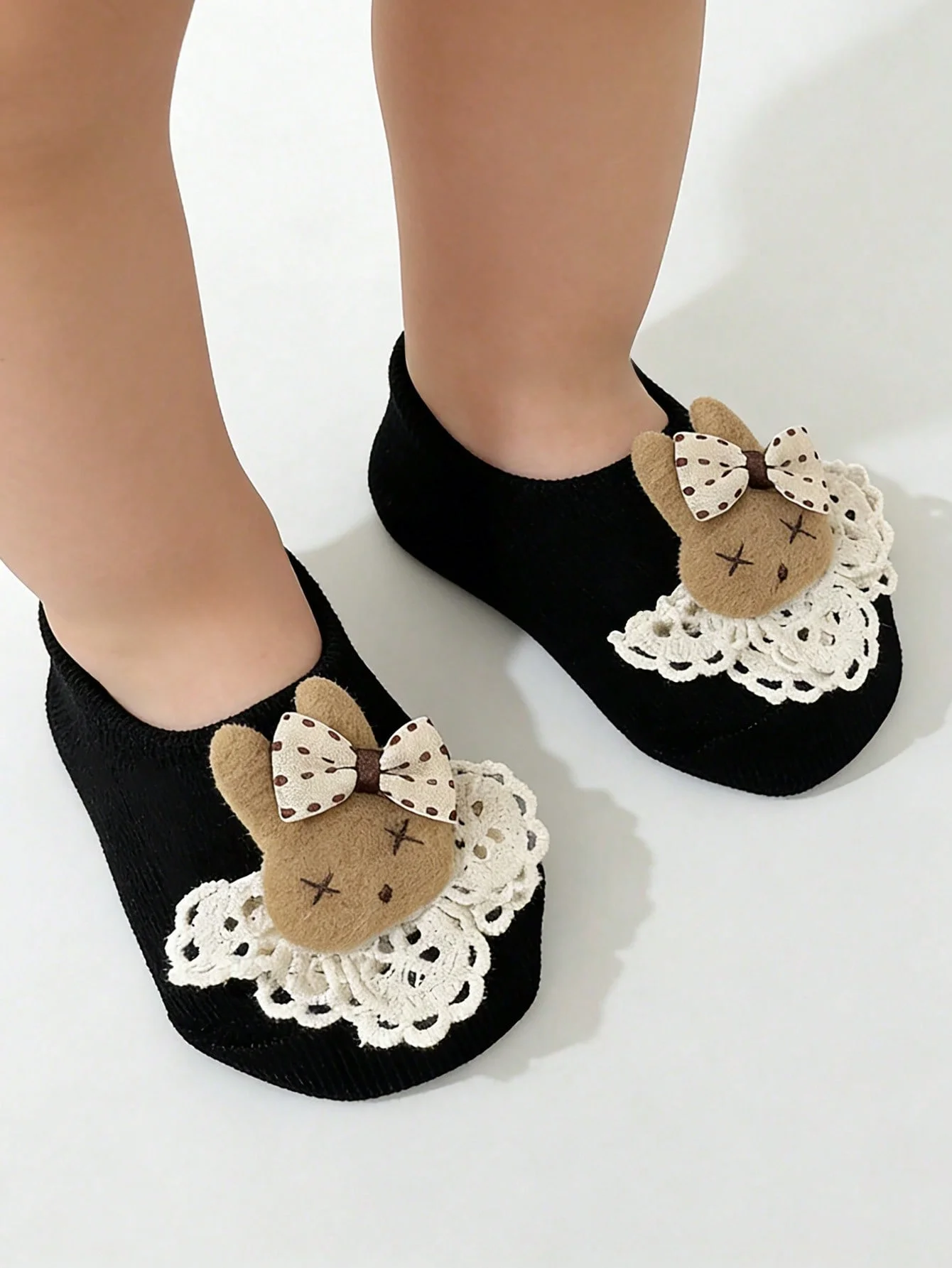 3/5 Pairs of Child Cute Little Rabbit Decorative Plain-Color Boat Socks, Ankle Socks Are Suitable for 0-24m Babies for Daily Wear