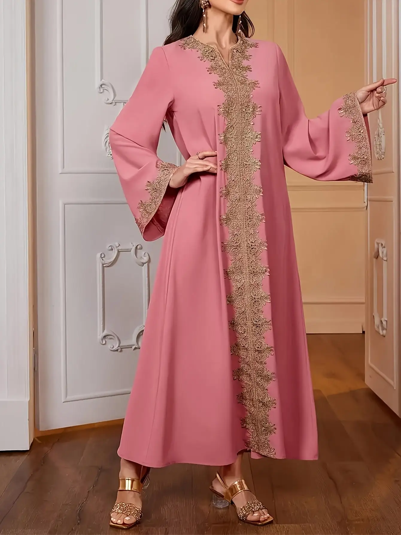 2026 casual and elegant style - lace solid color loose long sleeved dress and long skirt, suitable for daily travel