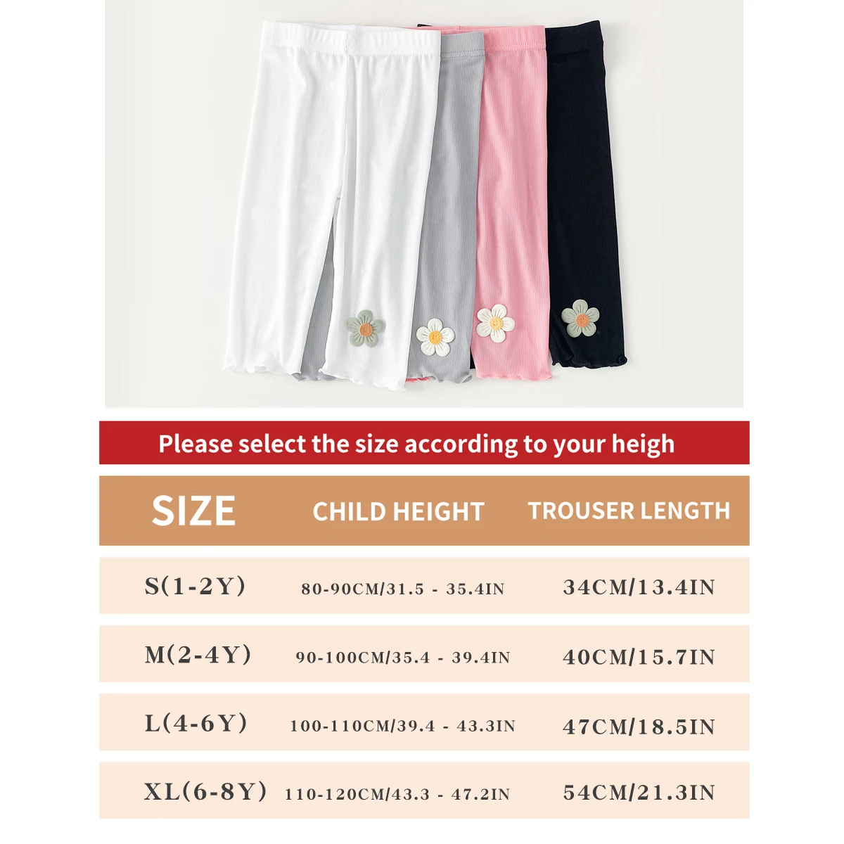 4 PCS Soft Lightweight 7-8 Capri for Children Girls tights - Perfect for Summer Outer & Underwear baby toddler leggings socks