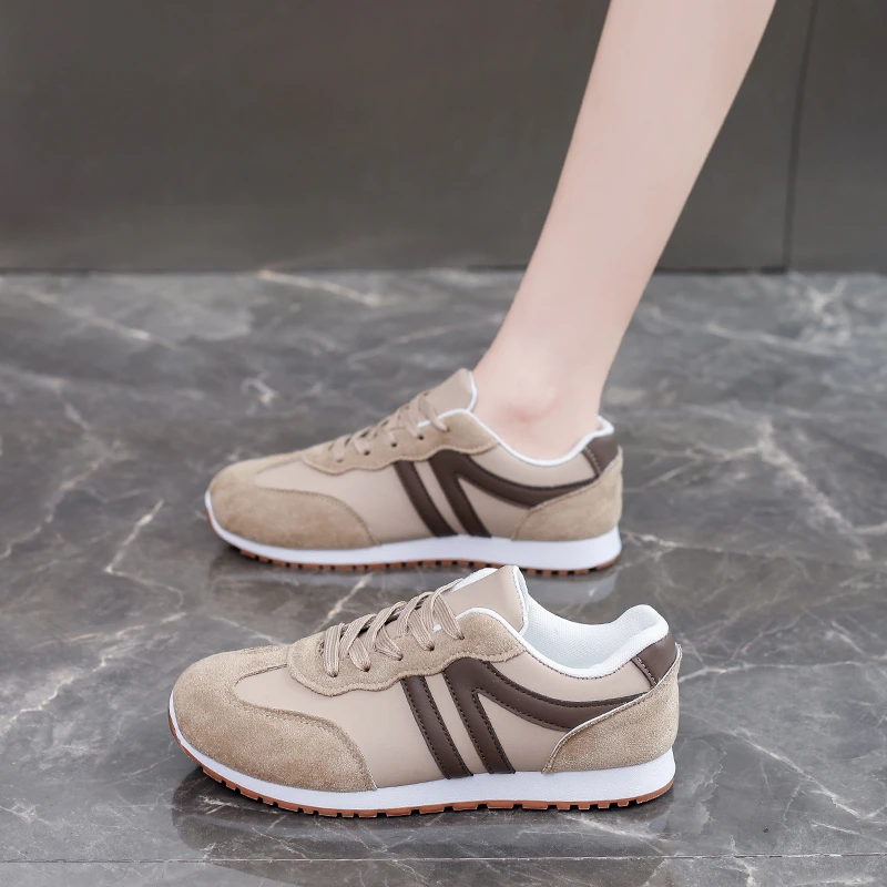 Women's Lightweight Casual Sneakers Fashion Non Slip Lace Up Sports Shoes for Women Striped Pattern Comfortable Walking Shoes