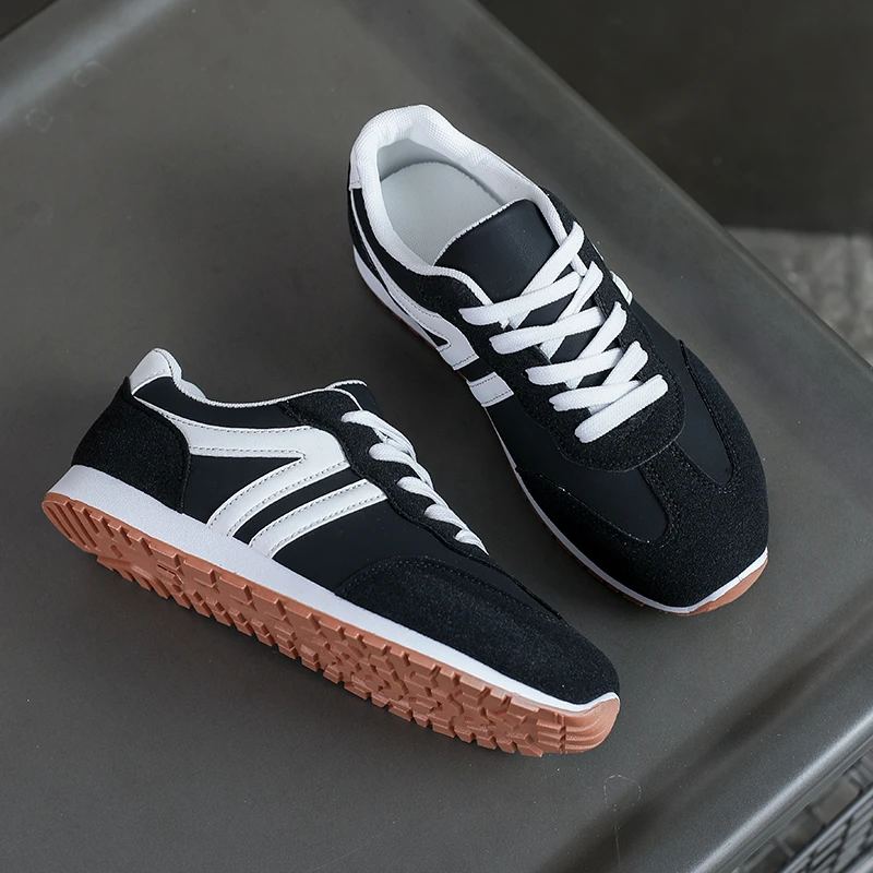 Women's Lightweight Casual Sneakers Fashion Non Slip Lace Up Sports Shoes for Women Striped Pattern Comfortable Walking Shoes