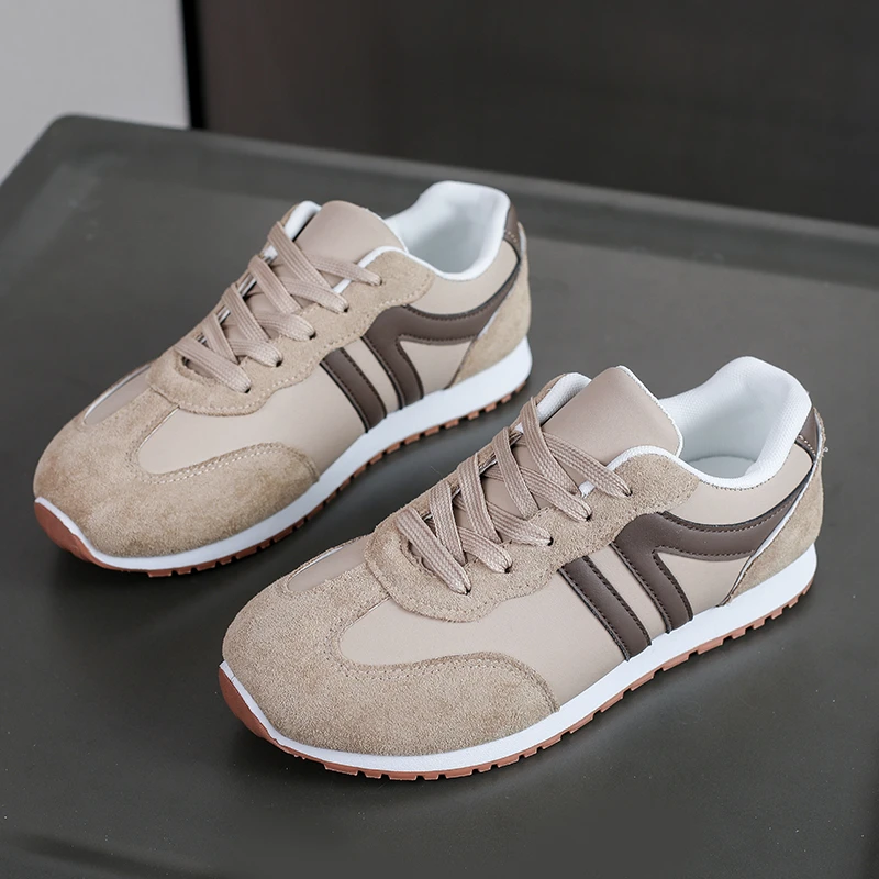 Women's Lightweight Casual Sneakers Fashion Non Slip Lace Up Sports Shoes for Women Striped Pattern Comfortable Walking Shoes