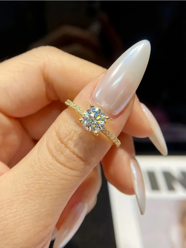 1-2ct Real Moissanite Diamond Gemstone Wedding Ring 925 Sterling Silver Engagement Rings for Women Gift Fine Jewelry
