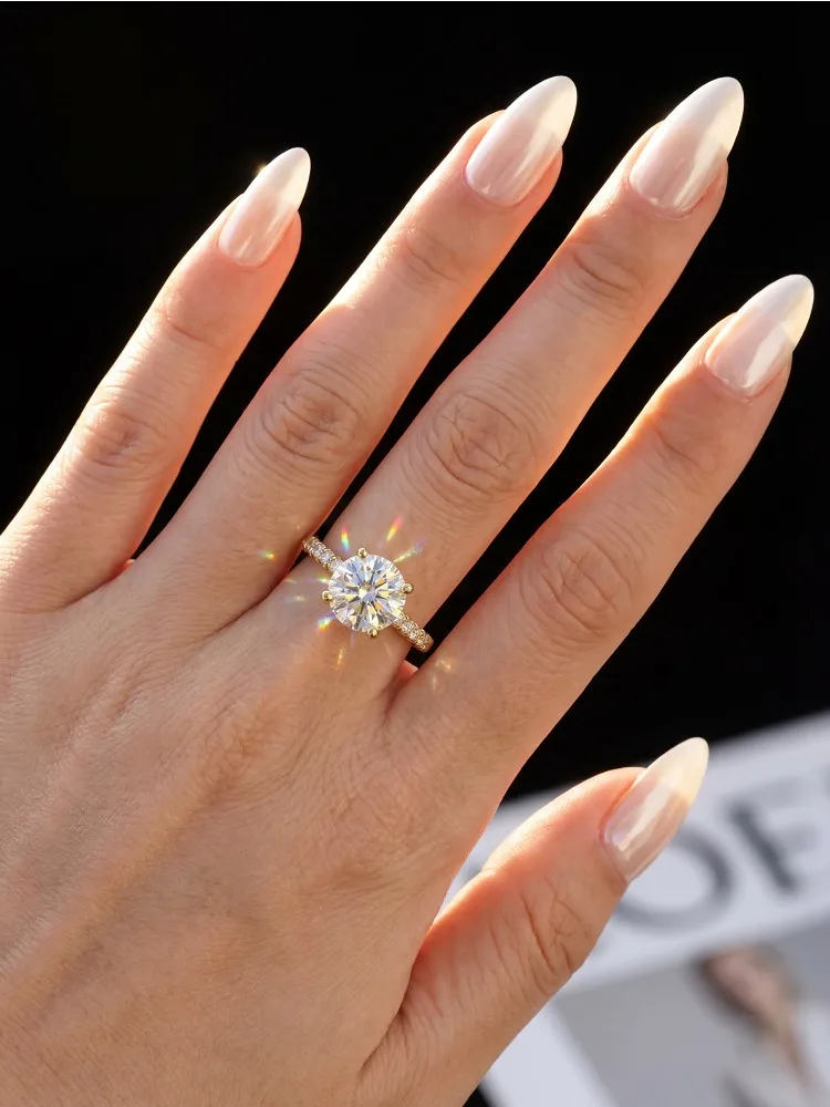 1-2ct Real Moissanite Diamond Gemstone Wedding Ring 925 Sterling Silver Engagement Rings for Women Gift Fine Jewelry