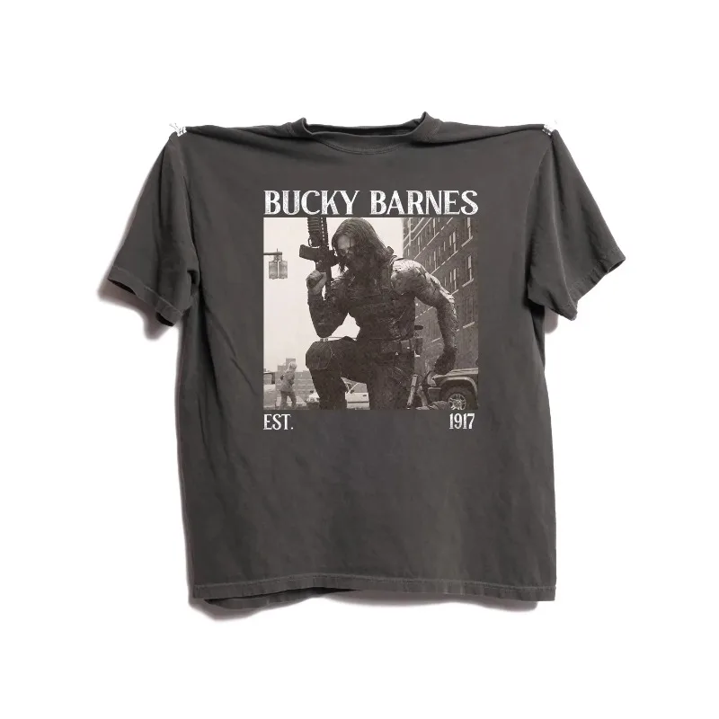 Neutral retro unisex T-shirt with printed pattern suitable for daily casual short sleeved Bucky Barnes Winter Soldier FanT-shirt