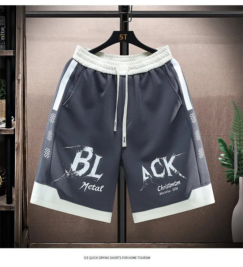 Letter Print Summer Men's Shorts New Sports Fitness Running Cool Shorts Casual Outdoor Men's Beach Shorts