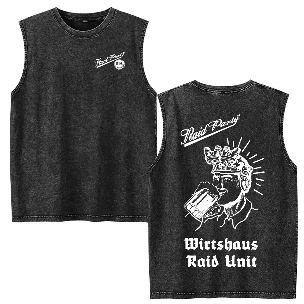 Justicia Brothers in Arms Vintage Acid Washed Tank Tops T Shirts Men Women Clothing Casual Oversized Sleeveless Vest T-shirts
