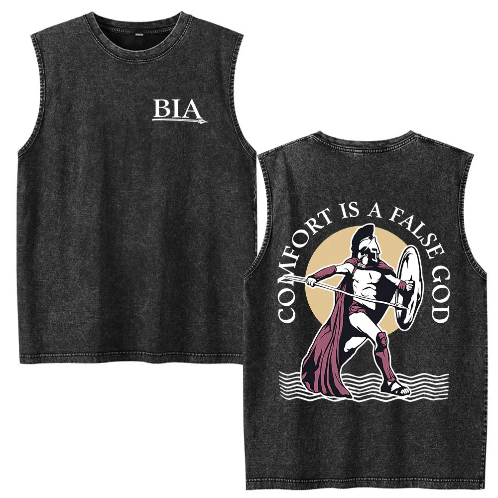 Justicia Brothers in Arms Vintage Acid Washed Tank Tops T Shirts Men Women Clothing Casual Oversized Sleeveless Vest T-shirts
