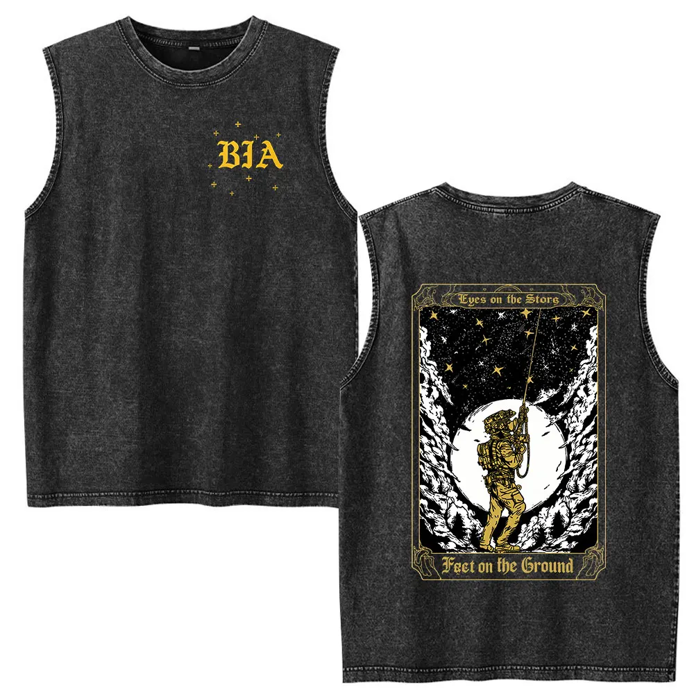 Justicia Brothers in Arms Vintage Acid Washed Tank Tops T Shirts Men Women Clothing Casual Oversized Sleeveless Vest T-shirts