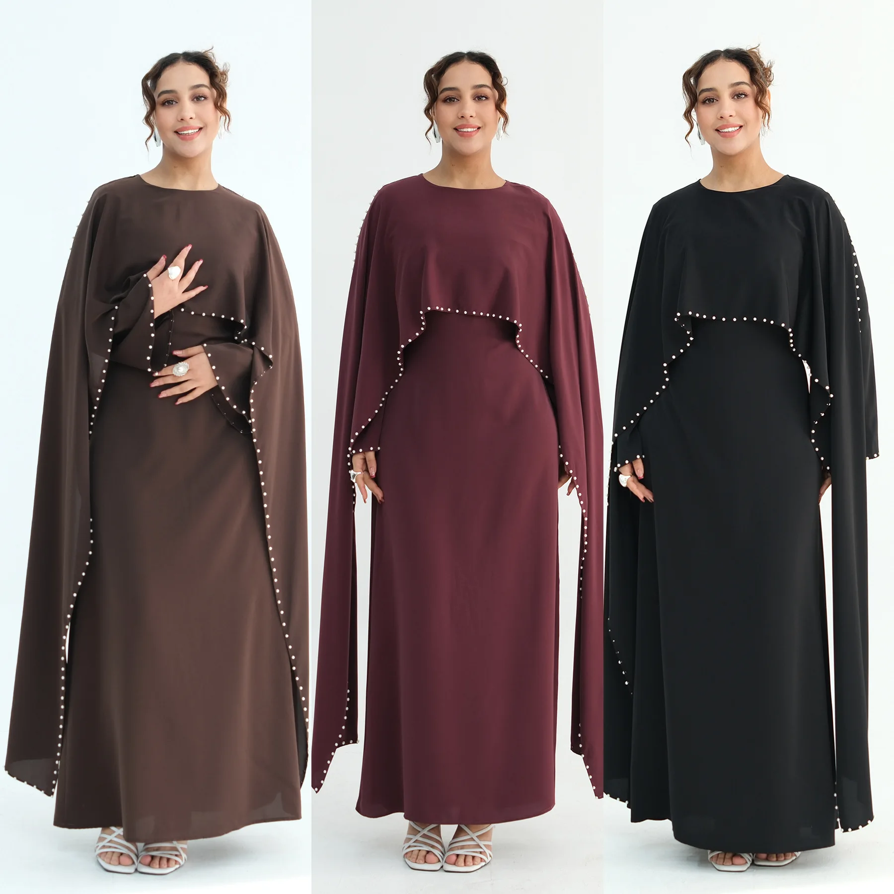 Luxury Dubai Shawl Abaya Elegant Beaded Waist Cinching Kaftan Muslim Women Traditional Dress Maxi Long Sleeve Robe Eid Outfit