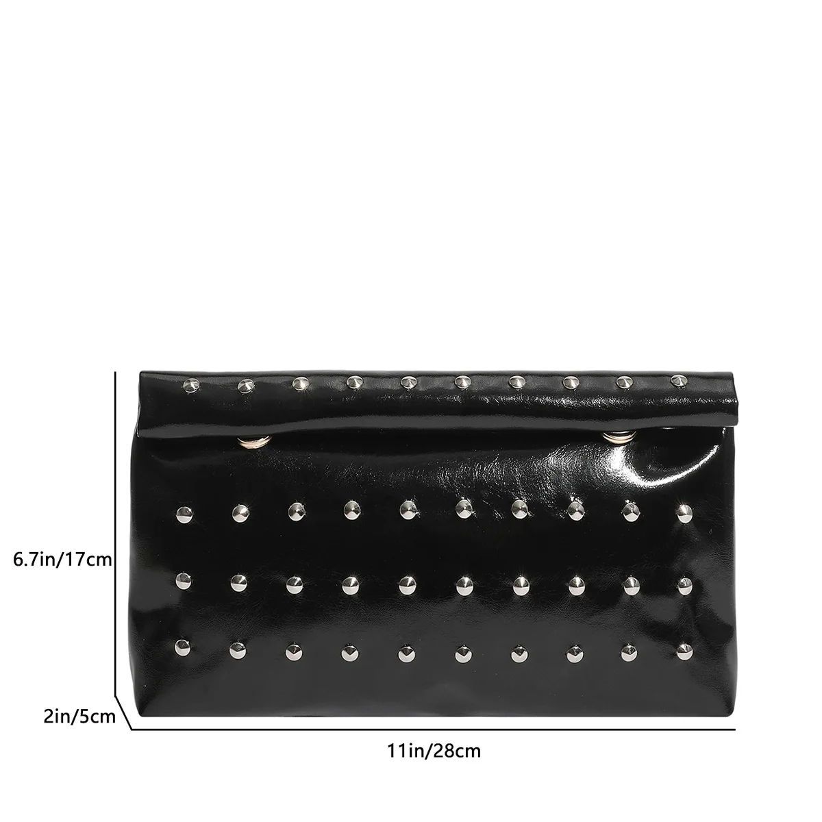 Light Luxury Clutch Bag Glitter PU Leather Evening Bag Rivet Solid Color Handbag For Banquet Dance