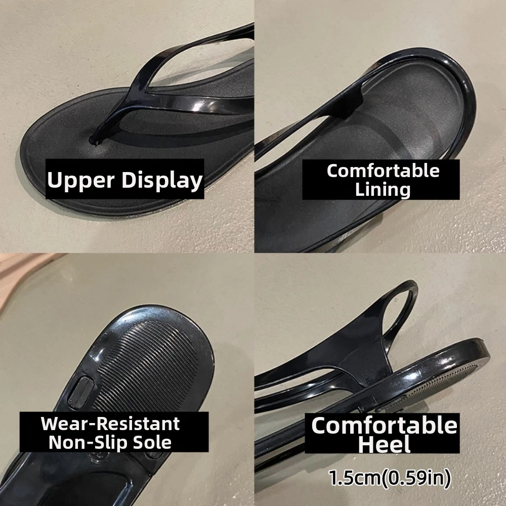 PVC Women Flat Sandals Spring Summer Solid Color Girl Flip Flop with Back Heel Strap Out Wear Korean Style Slippers Outdoor