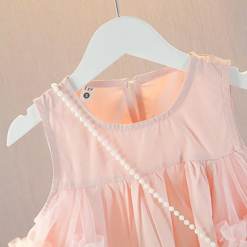 Girls' Dress Summer Blue New Style Fashionable Little Girl Princess Dress Summer Children's Dress Baby Vest Dress