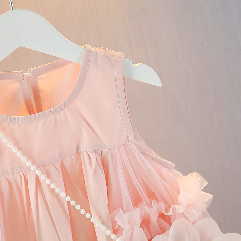 Girls' Dress Summer Blue New Style Fashionable Little Girl Princess Dress Summer Children's Dress Baby Vest Dress