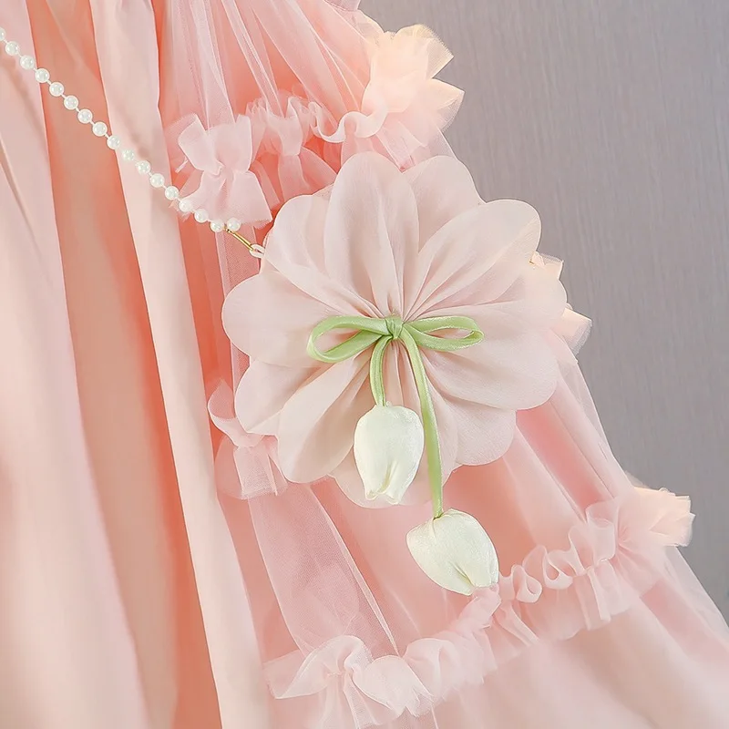 Girls' Dress Summer Blue New Style Fashionable Little Girl Princess Dress Summer Children's Dress Baby Vest Dress