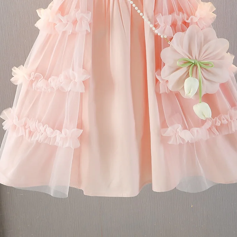 Girls' Dress Summer Blue New Style Fashionable Little Girl Princess Dress Summer Children's Dress Baby Vest Dress
