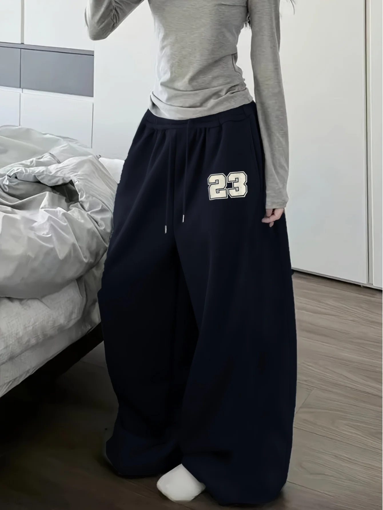 Women's Street Style Casual Sweatpants with Digital Print Arrivals for Spring Fleece Loose Fit Streetwear Oversized