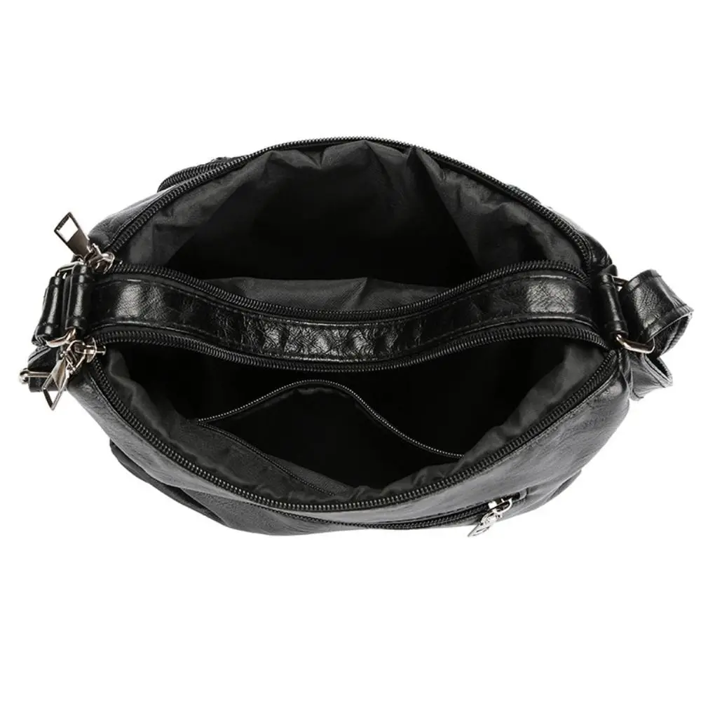 PU Leather Crossbody Bag Multi Layer Adjustable Strap Mom Messenger Bag Zipper Closure Large Capacity Women Purse Shoulder Carry