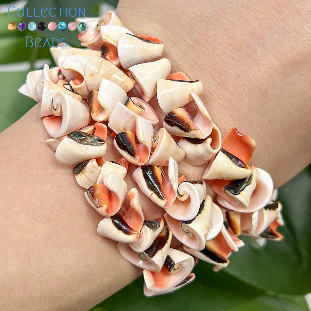 12mm Natural Red-mouthed Snail Shell Loose Bead For Jewelry Making DIY Bracelets Necklace Accessories 15inches