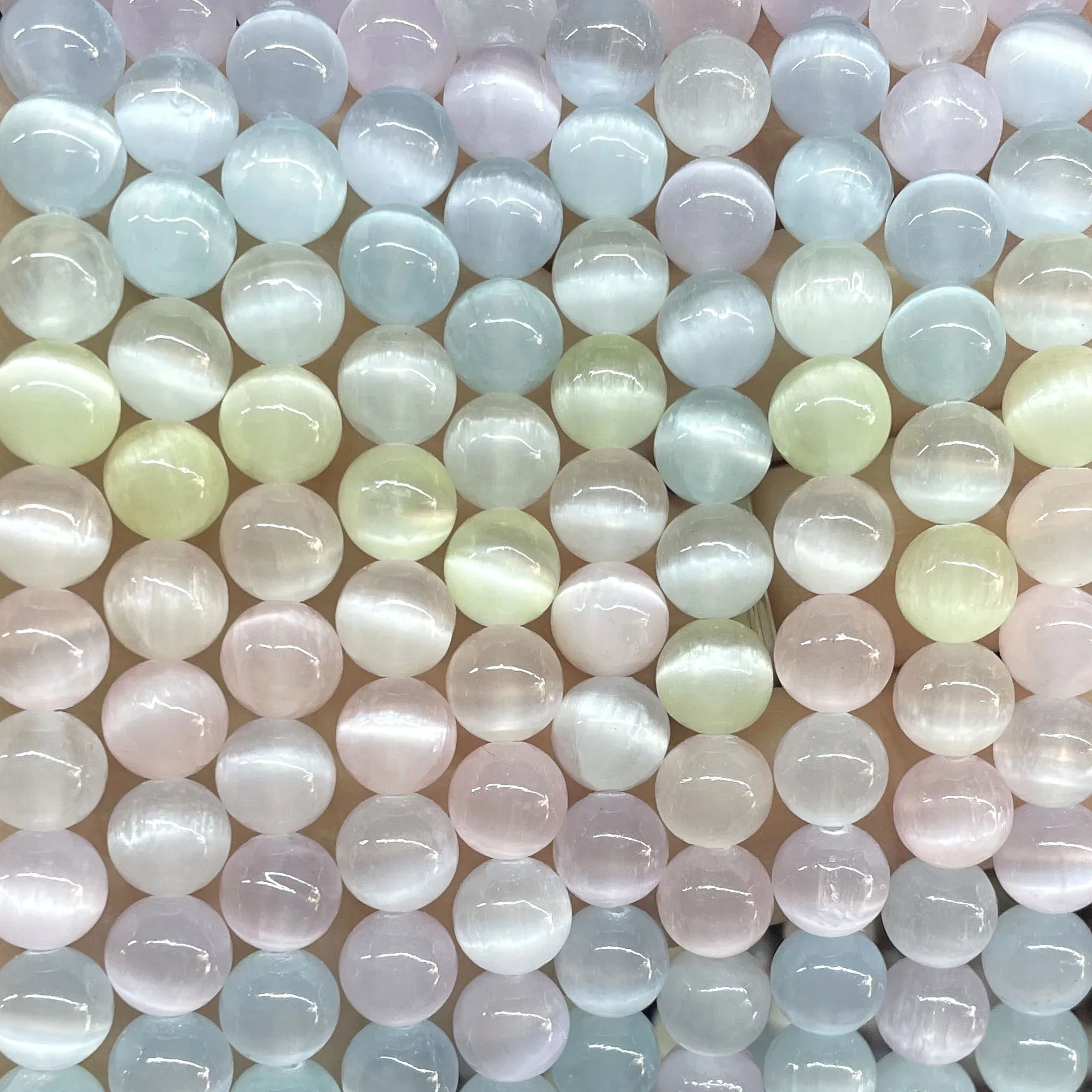 6MM 8MM 10MM Natural Gemstone Colorful Selenite Stone Loose Round Spacer Beads For Jewelry Making Diy Bracelet Necklace Earrings