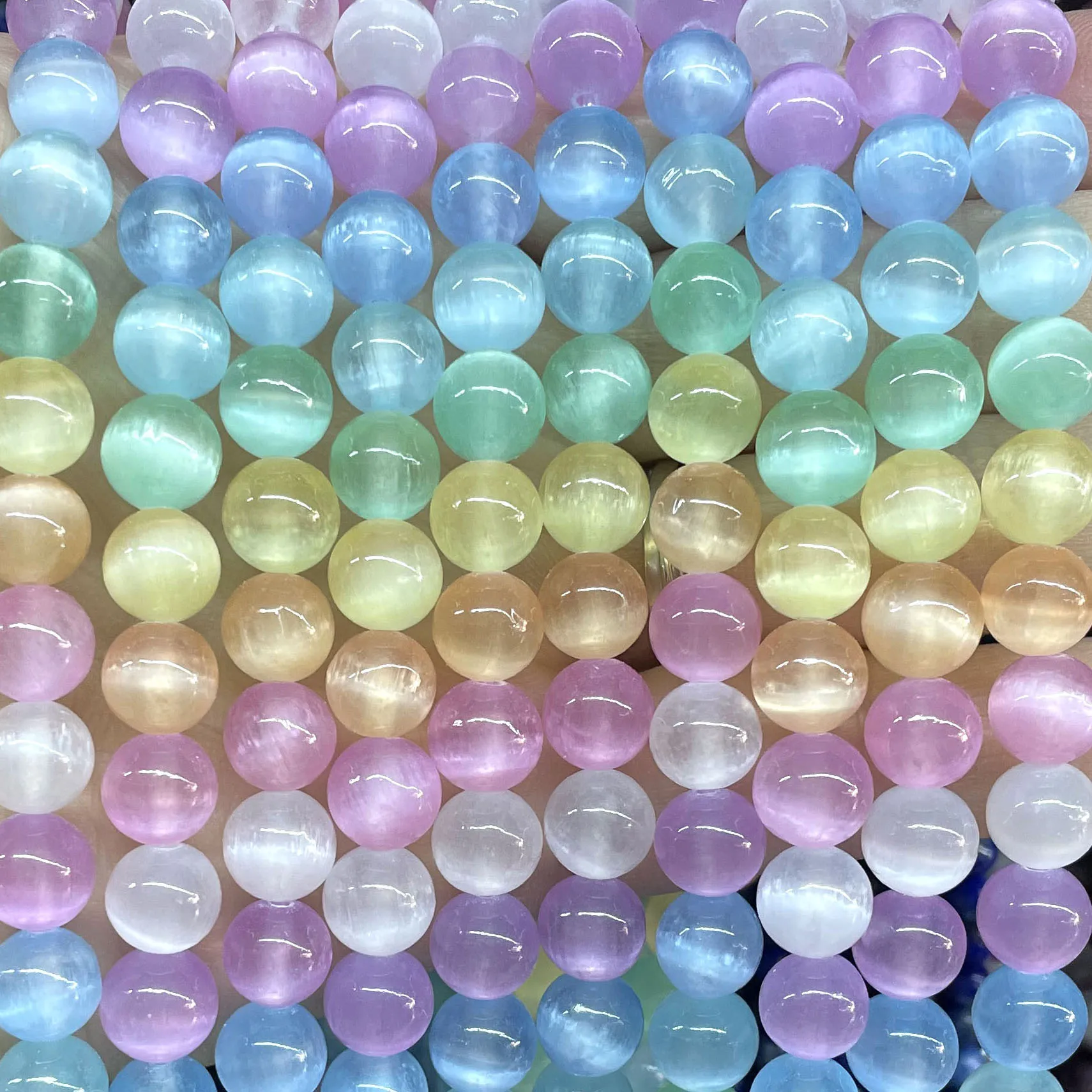 6MM 8MM 10MM Natural Gemstone Colorful Selenite Stone Loose Round Spacer Beads For Jewelry Making Diy Bracelet Necklace Earrings