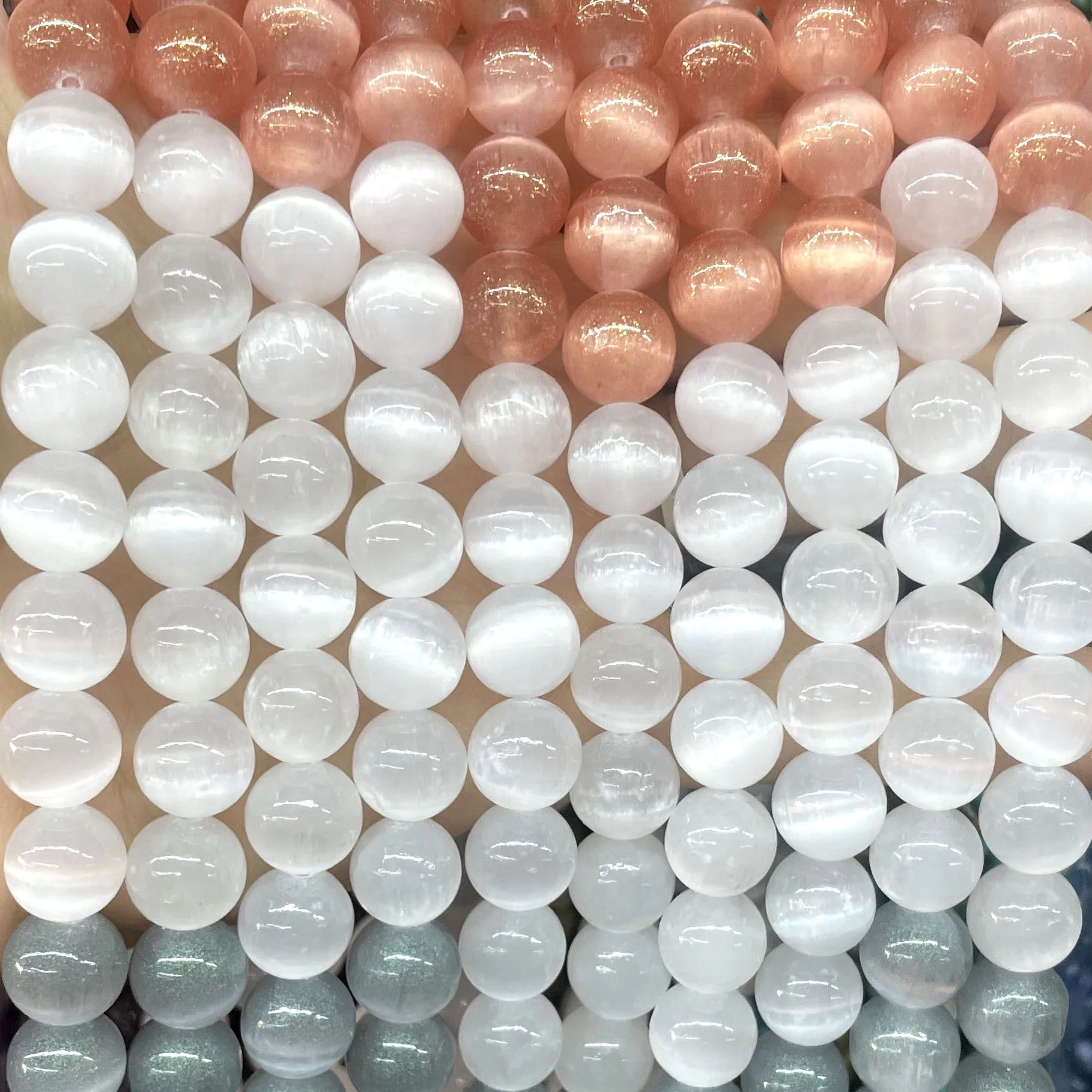 6MM 8MM 10MM Natural Gemstone Colorful Selenite Stone Loose Round Spacer Beads For Jewelry Making Diy Bracelet Necklace Earrings