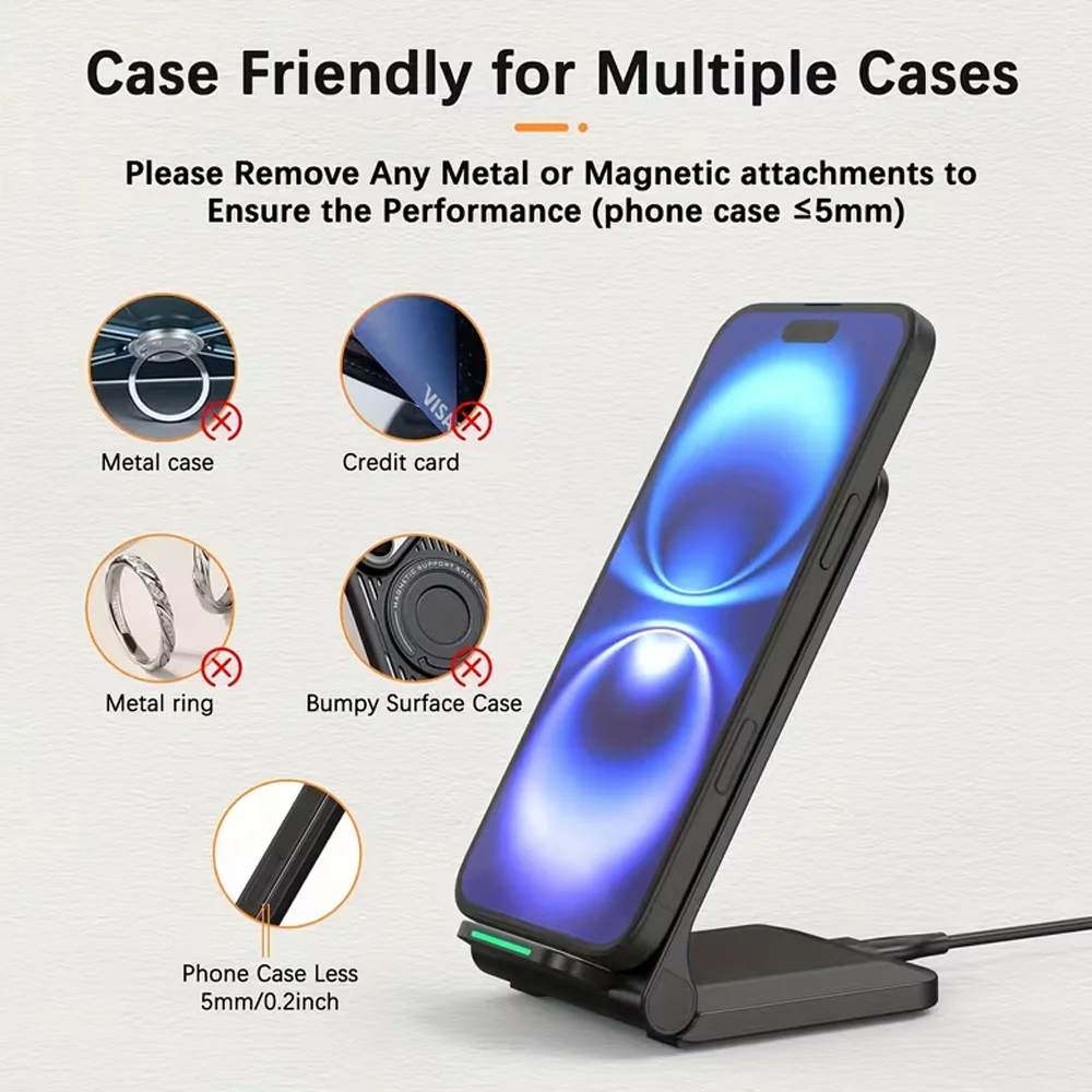 Wireless Charger Station Earphone Phone Fast Charging Charger Holder For iPhone 17 16 15 14 13 Pro Max Samsung S24 S23 Xiaomi