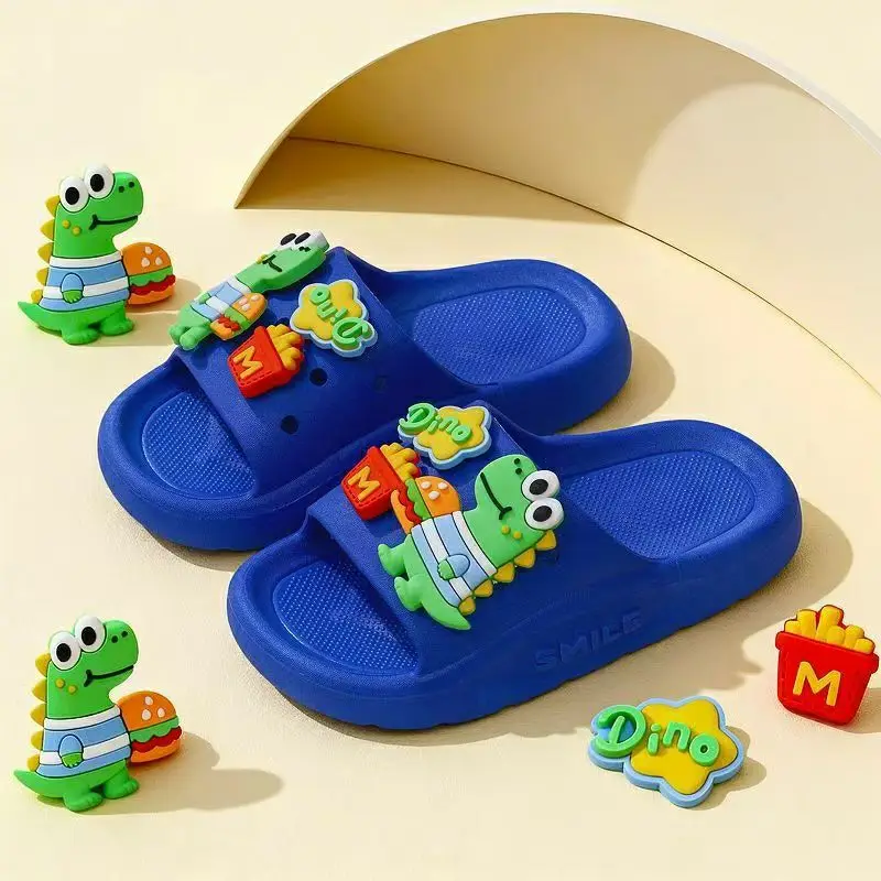 Children's Slippers, Summer Breathable, Cartoon Decoration, Suitable for Indoor Bathroom Showers, Soft-Soled Anti-Slip, Cartoon
