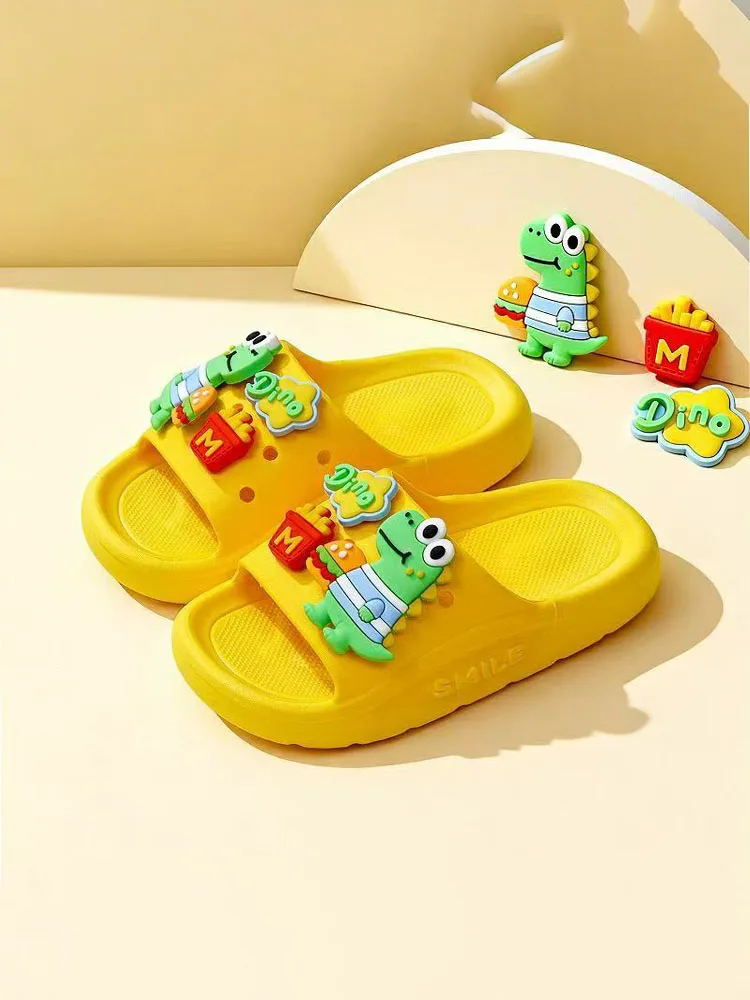 Children's Slippers, Summer Breathable, Cartoon Decoration, Suitable for Indoor Bathroom Showers, Soft-Soled Anti-Slip, Cartoon