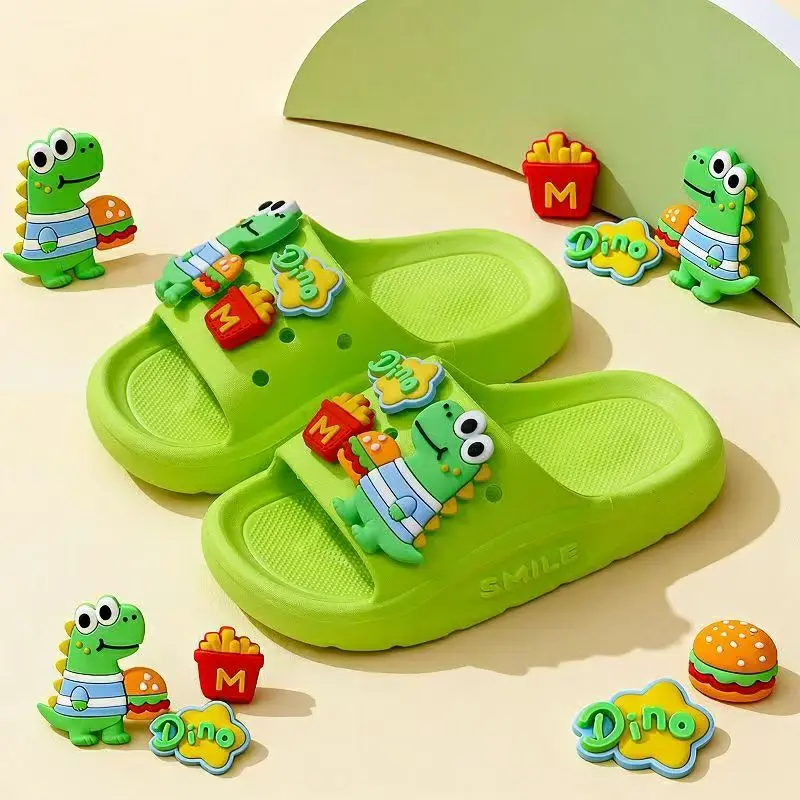 Children's Slippers, Summer Breathable, Cartoon Decoration, Suitable for Indoor Bathroom Showers, Soft-Soled Anti-Slip, Cartoon