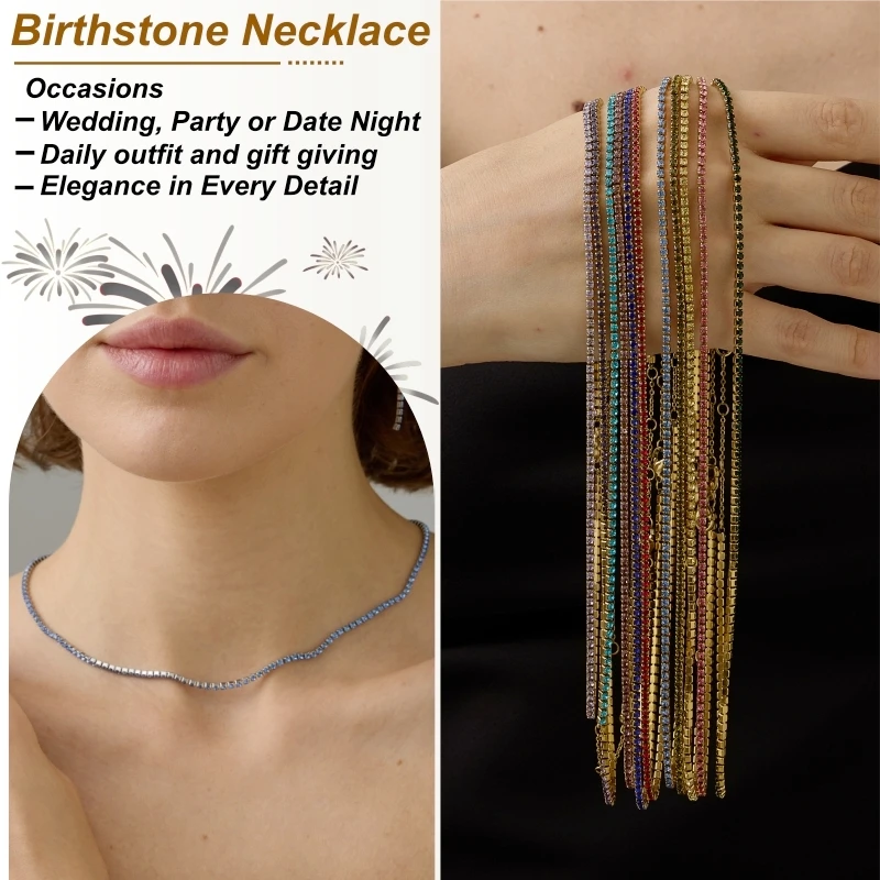 ZHENL 38CM Ladies Fashion Luxury Necklace Multiple Styles Birthstone Necklace Suitable for Commuter and Gift