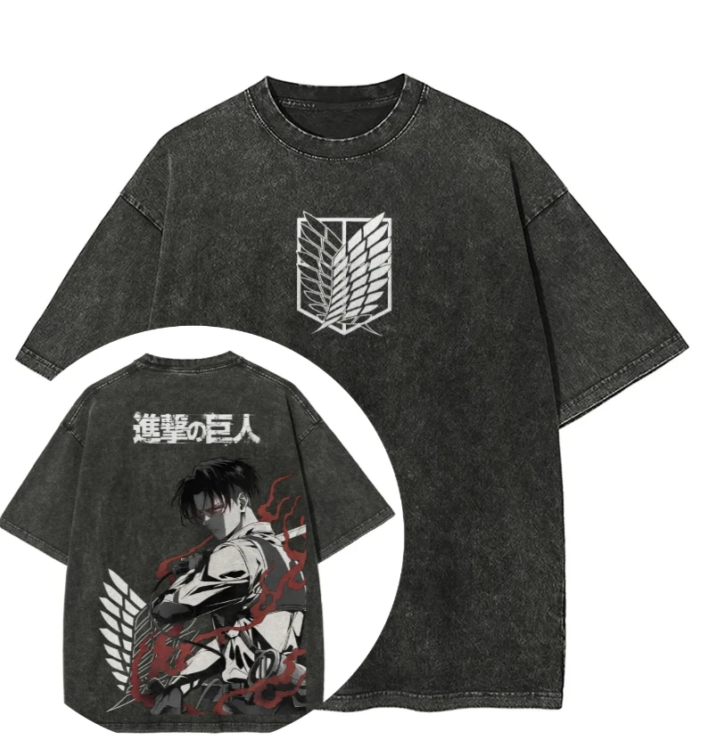 2026 New Attack on Titan Men and Women Summer Fashion Casual Clothing Retro Street Style Anime Printed Cotton T-shirt