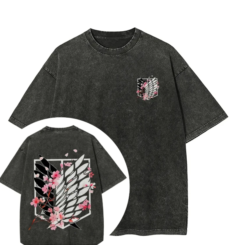 2026 New Attack on Titan Men and Women Summer Fashion Casual Clothing Retro Street Style Anime Printed Cotton T-shirt