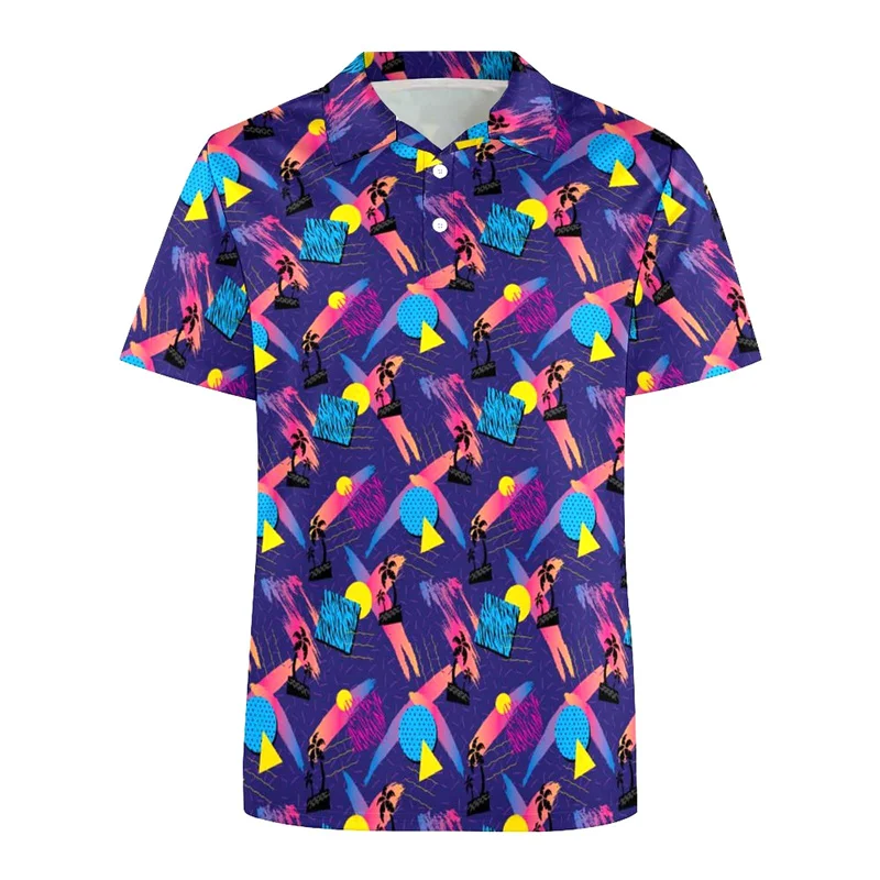2026 Summer Hot Selling Retro Collar Shirt Street Short Sleeve Top Men's Breathable Button T-shirt