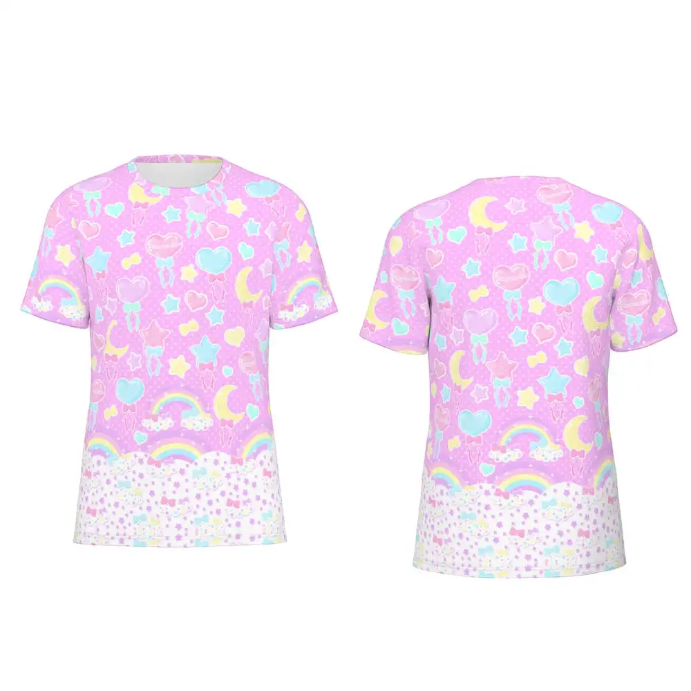 Summer Fashion New Style Cute Girl-style T-shirt Kids' Party Outfit Loose Plus-size Short-sleeve Adult Y2K Casual Lovely Top