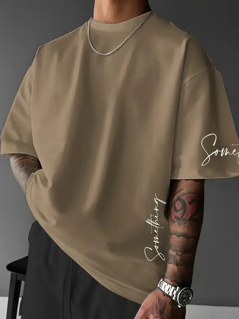2026 Summer New Men's T-shirt with 3D Letter Pattern Printing Street Casual Fashion Comfortable Soft Breathable
