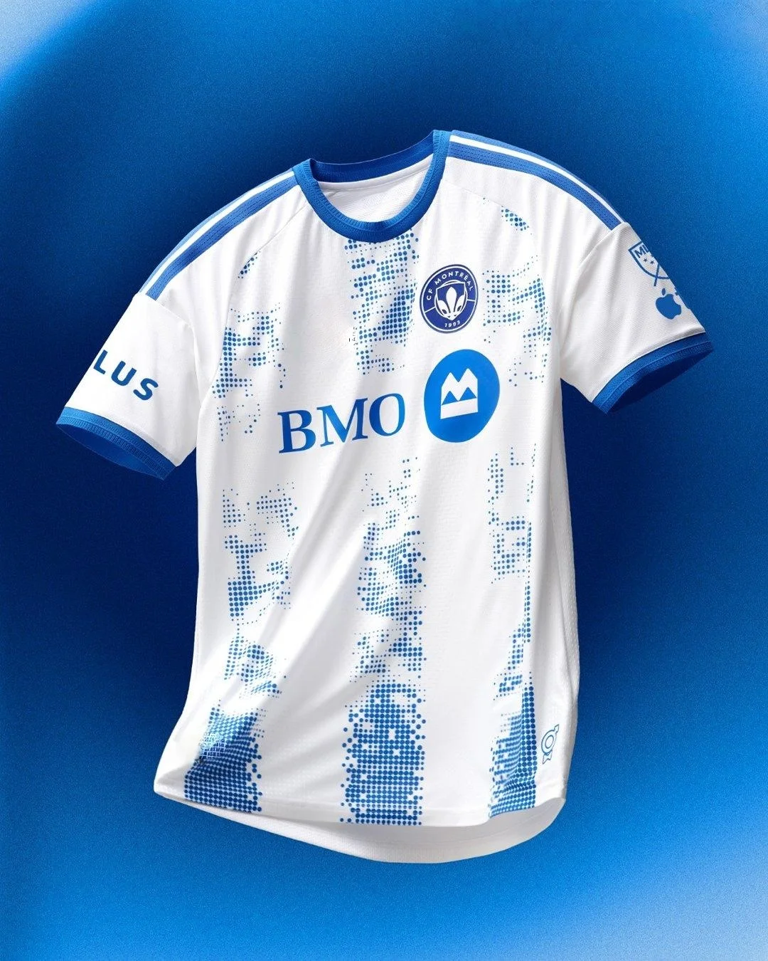 CF Montreal Away Jersey 2025/26 Men's Soccer Shirt BMO Sponsor Football Jersey Fan Version White Blue Dot Pattern Kit
