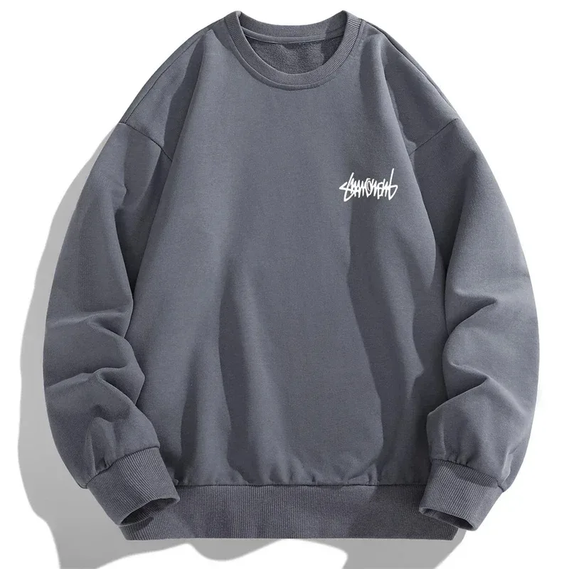 2026 Spring Autumn New Men Casual Sweatshirts Harajuku Loose Streetwear Tops O Neck Pullover Hoody Solid Mens Sweatshirts S-3XL
