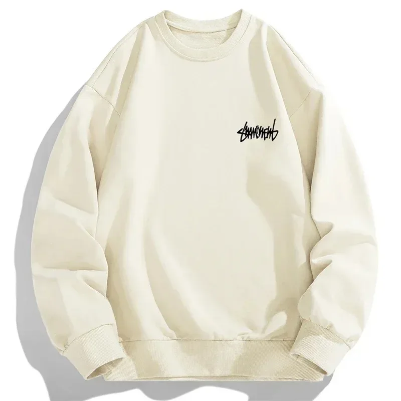 2026 Spring Autumn New Men Casual Sweatshirts Harajuku Loose Streetwear Tops O Neck Pullover Hoody Solid Mens Sweatshirts S-3XL