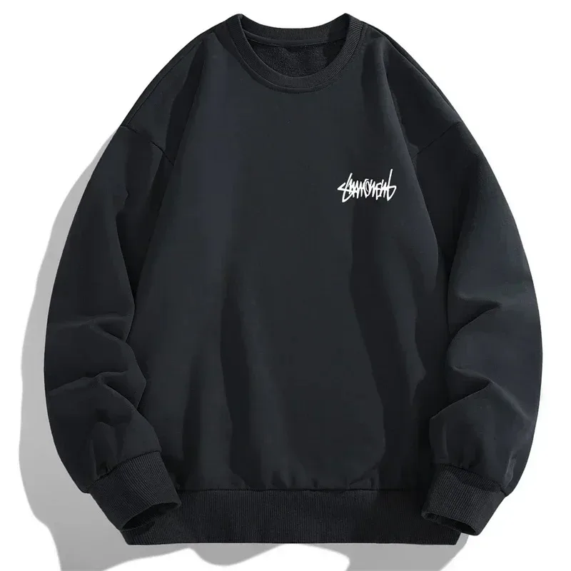 2026 Spring Autumn New Men Casual Sweatshirts Harajuku Loose Streetwear Tops O Neck Pullover Hoody Solid Mens Sweatshirts S-3XL